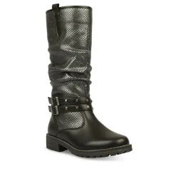 Bottes Plissé NOIR Fille Fermeture éclair