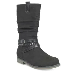 Bottes Plissé NOIR Fille Fermeture éclair