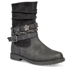 Bottes Plissé NOIR Fille Motif Uni Fermeture éclair
