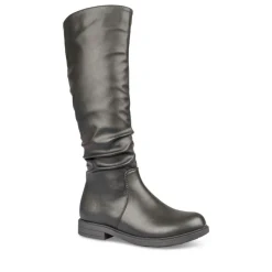 Bottes Plissé NOIR Fille Motif Uni Fermeture éclair