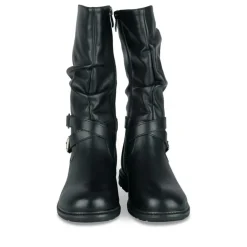 Bottes Plissé NOIR Fille Motif Uni Fermeture éclair