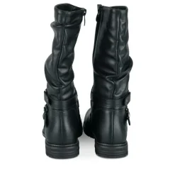 Bottes Plissé NOIR Fille Motif Uni Fermeture éclair
