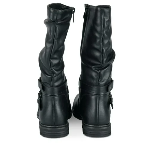 Bottes Plissé NOIR Fille Motif Uni Fermeture éclair