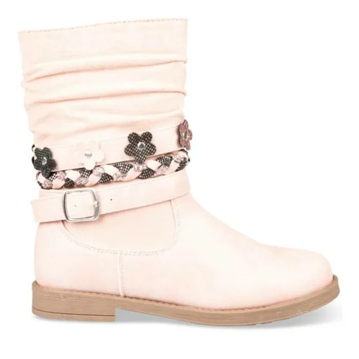Bottes Plissé ROSE Fille Motif Uni Fermeture éclair