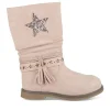 Bottes Plissé ROSE Fille Motif Etoiles Fermeture éclair