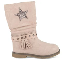 Bottes Plissé ROSE Fille Motif Etoiles Fermeture éclair