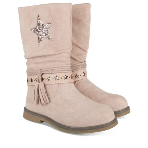 Bottes Plissé ROSE Fille Motif Etoiles Fermeture éclair