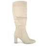 Bottes Plissé ROSE PALE Femme Motif Uni Fermeture éclair