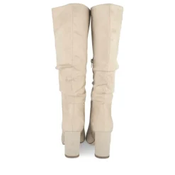 Bottes Plissé ROSE PALE Femme Motif Uni Fermeture éclair