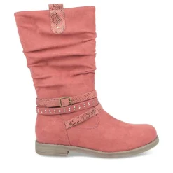 Bottes Plissé ROUGE Fille Fermeture éclair