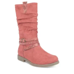 Bottes Plissé ROUGE Fille Fermeture éclair