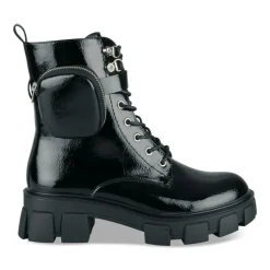 Bottes Rangers NOIR Fille Motif Vernis Lacets