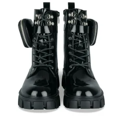 Bottes Rangers NOIR Fille Motif Vernis Lacets