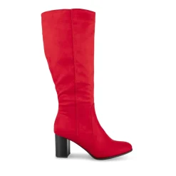 Bottes ROUGE Femme Motif Uni Fermeture éclair