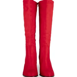 Bottes ROUGE Femme Motif Uni Fermeture éclair