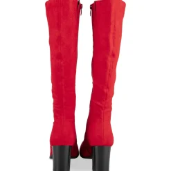 Bottes ROUGE Femme Motif Uni Fermeture éclair