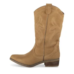 Bottes Santiag BEIGE Femme Motif Uni Fermeture éclair