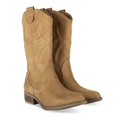 Bottes Santiag BEIGE Femme Motif Uni Fermeture éclair