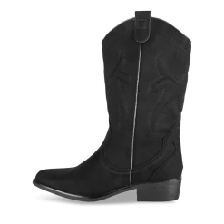 Bottes Santiag NOIR Femme Motif Uni Fermeture éclair