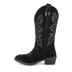 Bottes Santiag NOIR Femme Motif Uni A Enfiler