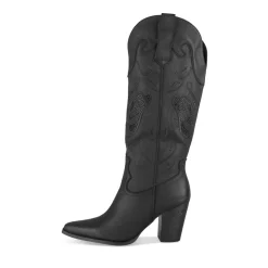 Bottes Santiag NOIR Femme Motif Uni Fermeture éclair