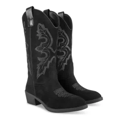 Bottes Santiag NOIR Femme Motif Uni A Enfiler