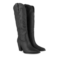Bottes Santiag NOIR Femme Motif Uni Fermeture éclair