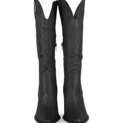 Bottes Santiag NOIR Femme Motif Uni Fermeture éclair