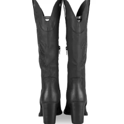 Bottes Santiag NOIR Femme Motif Uni Fermeture éclair