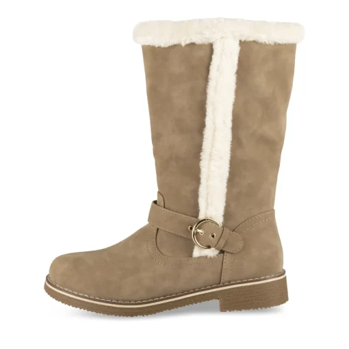 Bottes TAUPE Femme Motif Uni A Enfiler