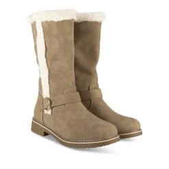 Bottes TAUPE Femme Motif Uni A Enfiler