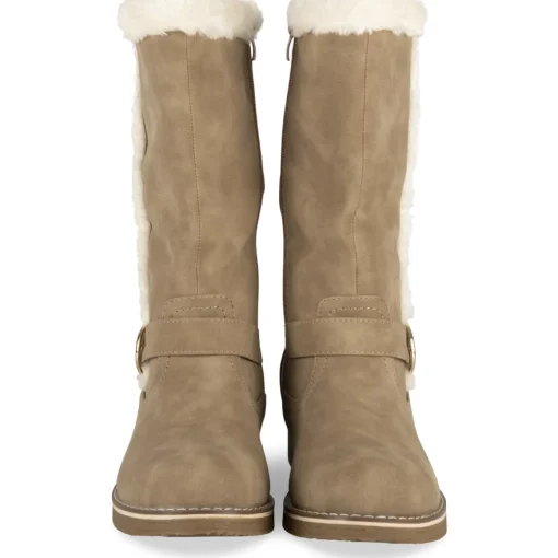 Bottes TAUPE Femme Motif Uni A Enfiler