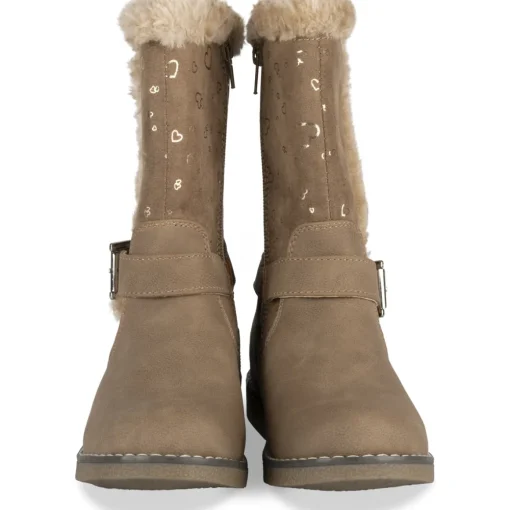 Bottes TAUPE Fille Motif Coeurs Fermeture éclair