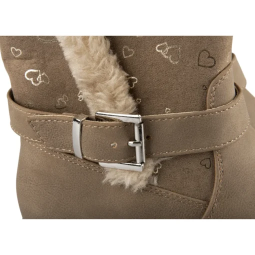 Bottes TAUPE Fille Motif Coeurs Fermeture éclair