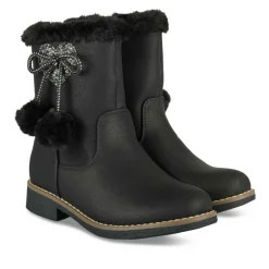 Bottes Toile NOIR Fille Motif Coeurs Fermeture éclair