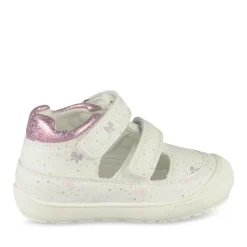 Bottines Babies BLANC Fille Motif Coeurs Scratch