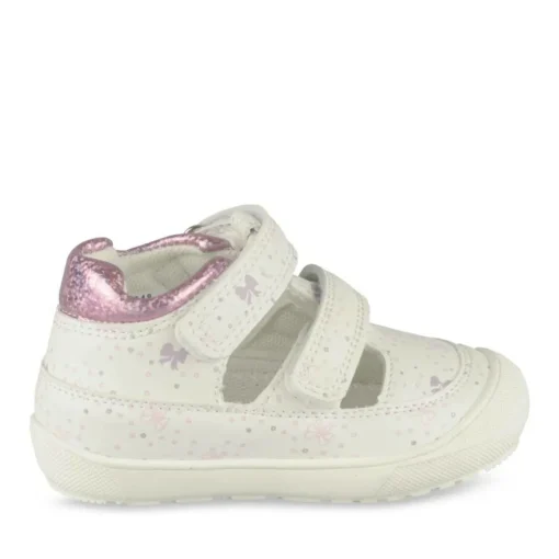 Bottines Babies BLANC Fille Motif Coeurs Scratch