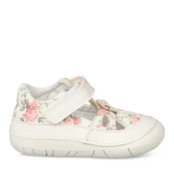 Bottines Babies BLANC Fille Motif Fleuri Boucle