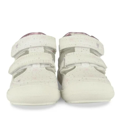 Bottines Babies BLANC Fille Motif Coeurs Scratch