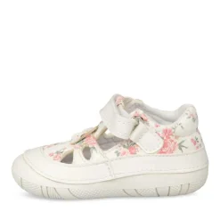 Bottines Babies BLANC Fille Motif Fleuri Boucle