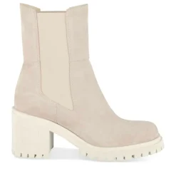 Bottines BEIGE Femme CUIR Motif Uni Elastique