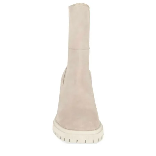 Bottines BEIGE Femme CUIR Motif Uni Elastique