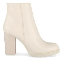 Bottines BEIGE Femme Motif Uni Fermeture éclair