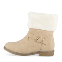 Bottines BEIGE Femme Motif Fausse Fourrure Fermeture éclair