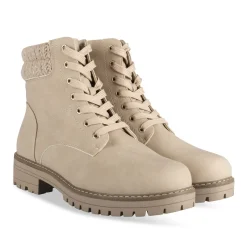 Bottines BEIGE Femme Motif Uni Lacets