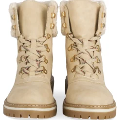 Bottines BEIGE Femme Motif Fausse Fourrure Lacets