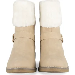 Bottines BEIGE Femme Motif Fausse Fourrure Fermeture éclair