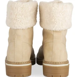 Bottines BEIGE Femme Motif Fausse Fourrure Lacets
