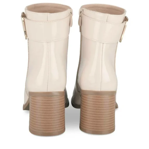 Bottines BEIGE Femme Motif Vernis Boucle