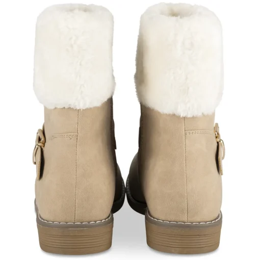 Bottines BEIGE Femme Motif Fausse Fourrure Fermeture éclair